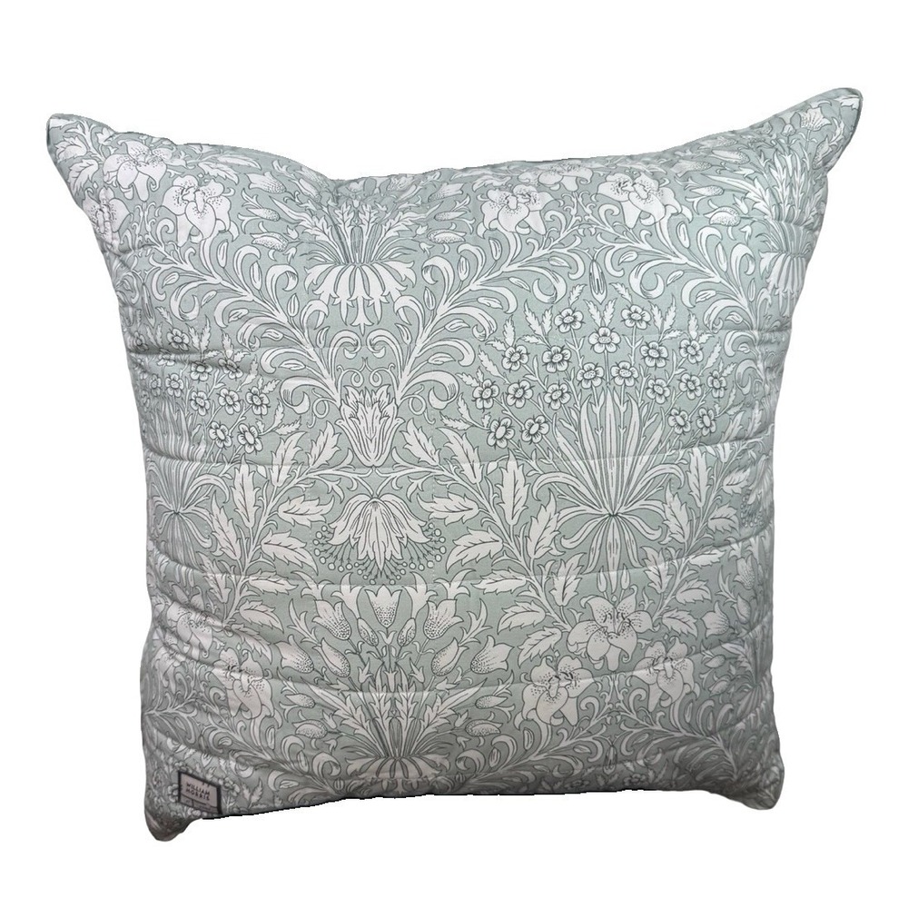 William Morris At Home Garden Tonal Seafoam 24x24 Throw Pillow Floral Cotton
